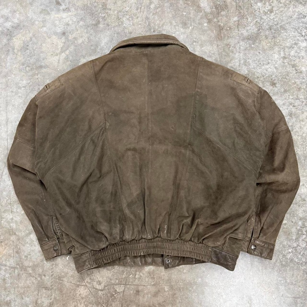 Vintage 90s Mirage Brown Leather Aviator Jacket Size XL - Picture 3 of 6